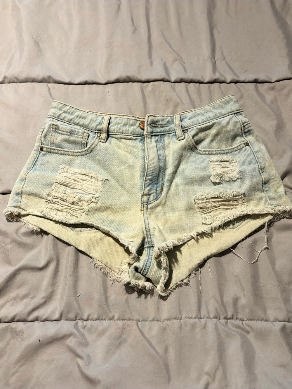 High-Rise Light Wash Distressed Women’s Denim Shorts